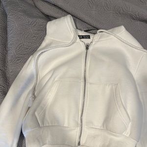 Cropped white hoodie